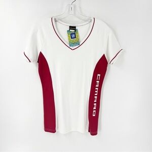 NWT BRIGHTLINE RED/WHITE CAMARO V-NECK SHORT SLEEVE T-SHIRT SIZE 1X RACE CAR